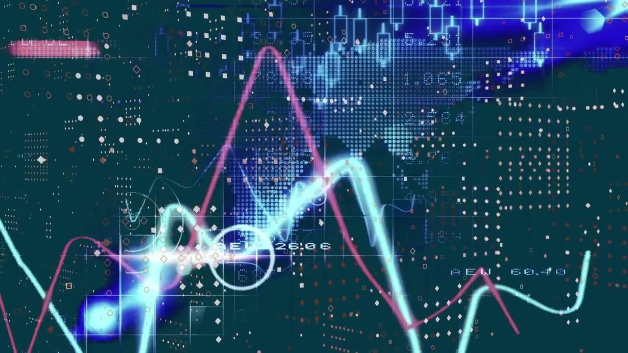 Data charts, analysis, and graphs growing and moving on a green screen background