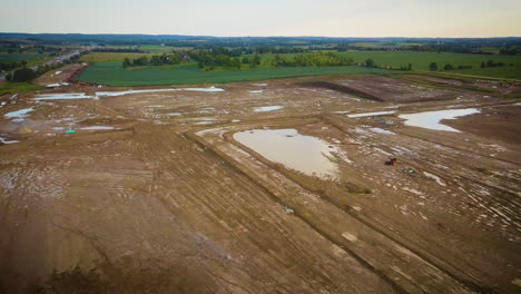 Aerial-shot-of-a-large-construction-zone-in-a-rural-area