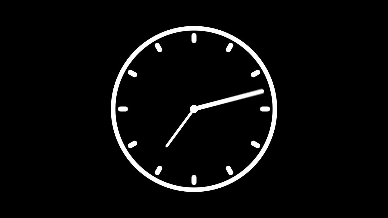 day cycle on clock animation 10 seconds long black