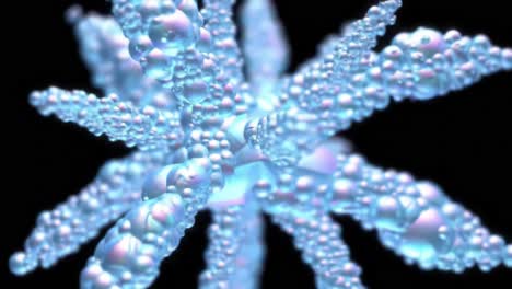 a mesmerizing array of bubbles: captivating fluid dynamics in an intricate design of blue and pink light reflecting on a dark background