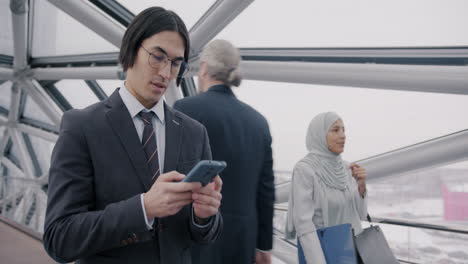 business professionals on a city bridge