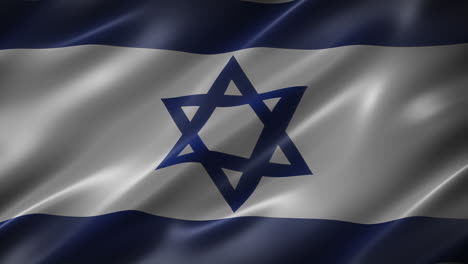 israeli flag cg, front view, seamless loop-able, flapping in the wind, realistic with a cinematic look and feel, with elegant silky texture