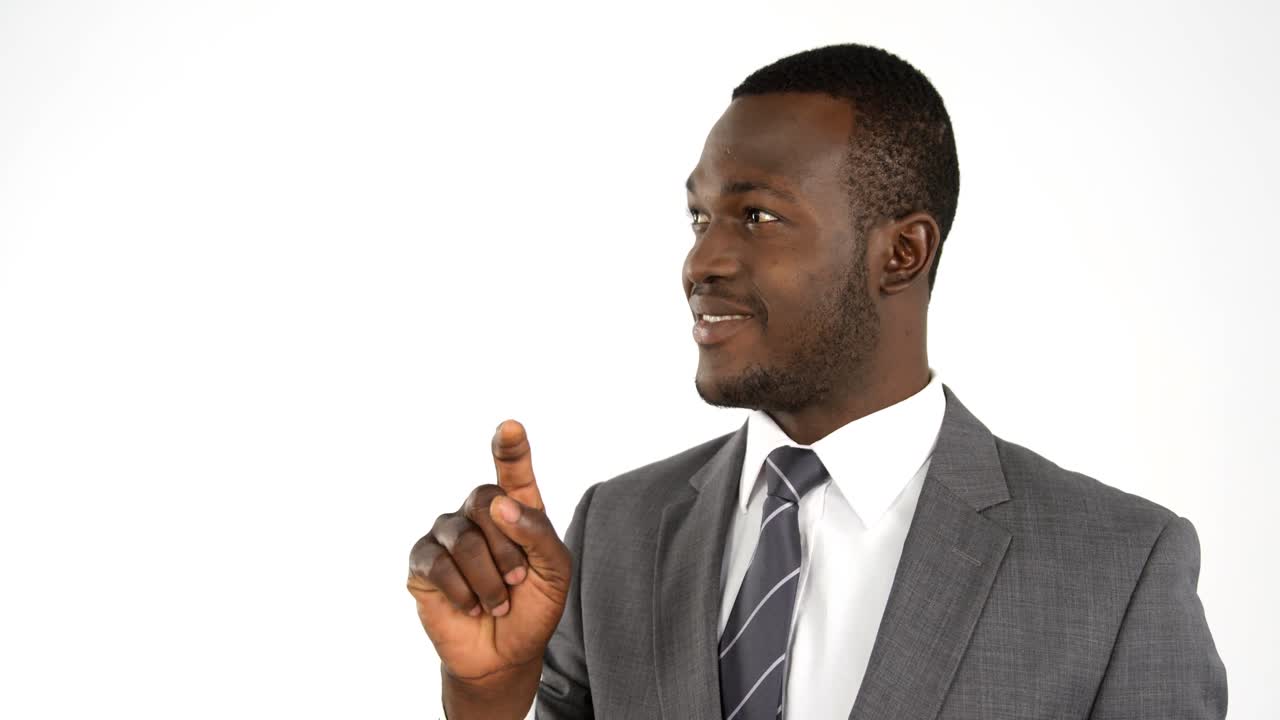Businessman using a virtual touch screen