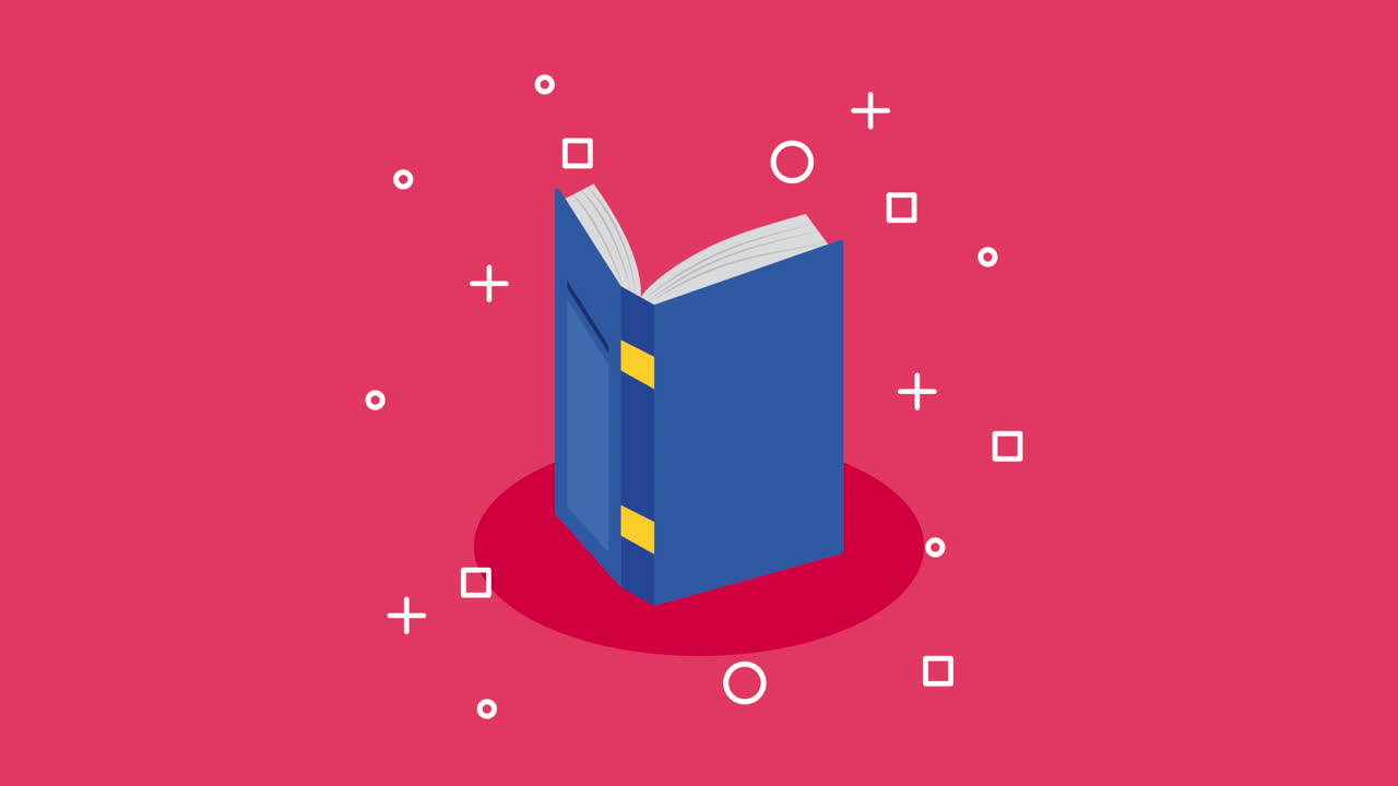 libro de texto azul animación abierta