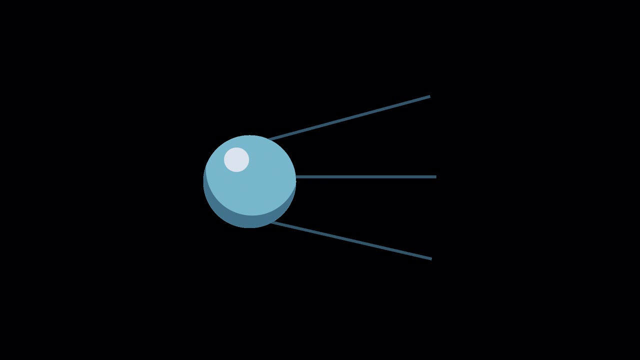 Animated Sputnik Satellite Icon Appearing and Disappearing