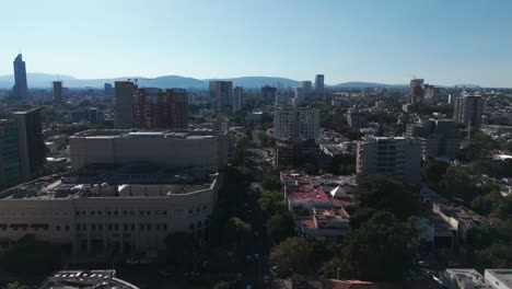 aerial view of the vallarta avenue, east to west in guadalajara, jalisco, mexico