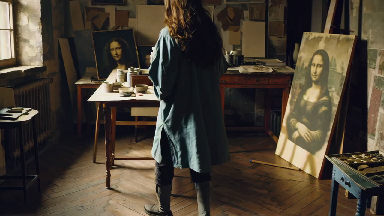 Artists working in a vintage studio