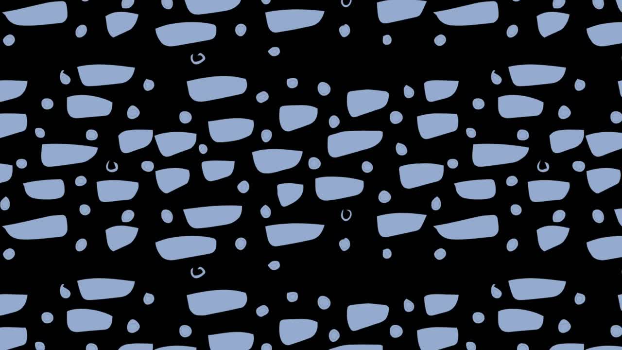 검은 바탕에 움직이는 여러 개의 파란색 추상적인 모양의 디지털 애니메이션