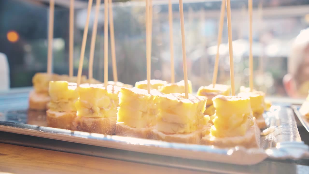 Spanish omelette tapas on display