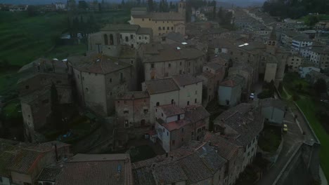 sunset cinematography: aerial beauty orbiting anghiari in the province of arezzo, tuscany, italy