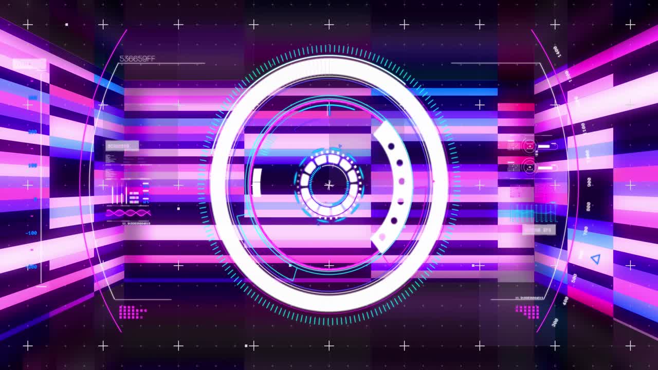 네온 박이는 배경에서 데이터 처리의 애니메이션