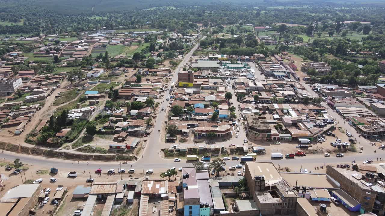 Center of Loitokitok developing town in Southern Kenya, aerial view