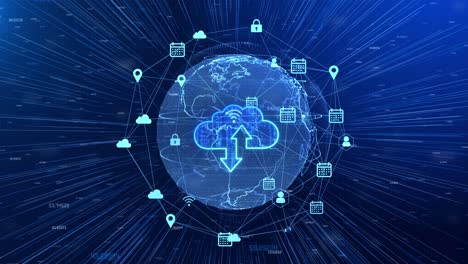 cloud computing of cyber security of digital data network protection loop background