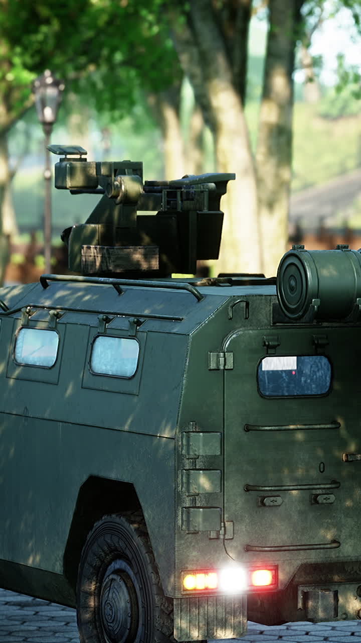 coche militar blindado en la gran ciudad