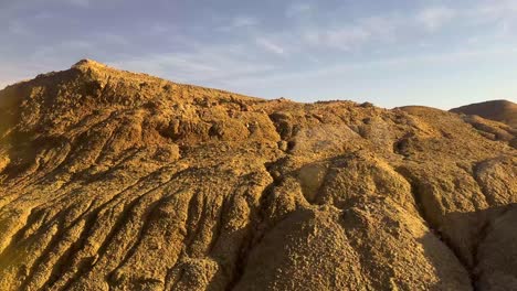 wonderful landscape of hot dry hill nature in desert natural wide view in central middle east asia the train trip railway peace safe travel in wild countryside blue sky line of horizon in iran yazd