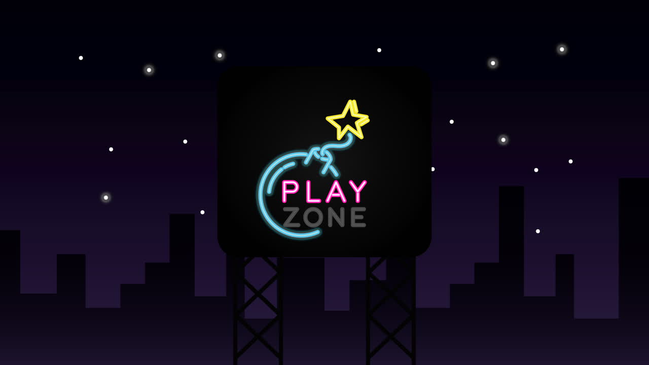 wall with neon light video game boom