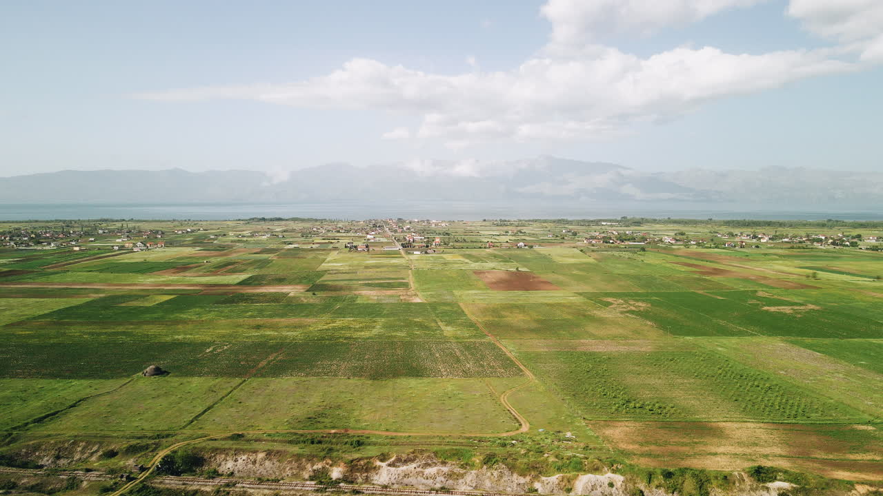 Stunning panoramic drone view of beautiful fields