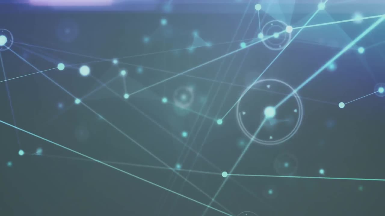 Animation of network of connections over blue background