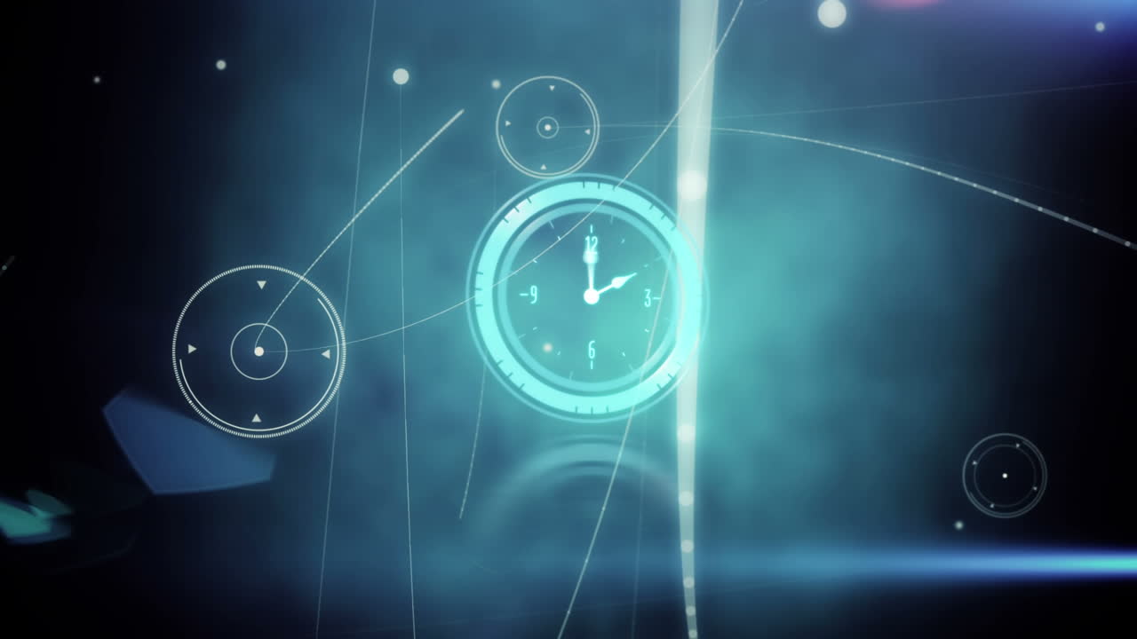 Animation of network of connections over clock moving fast