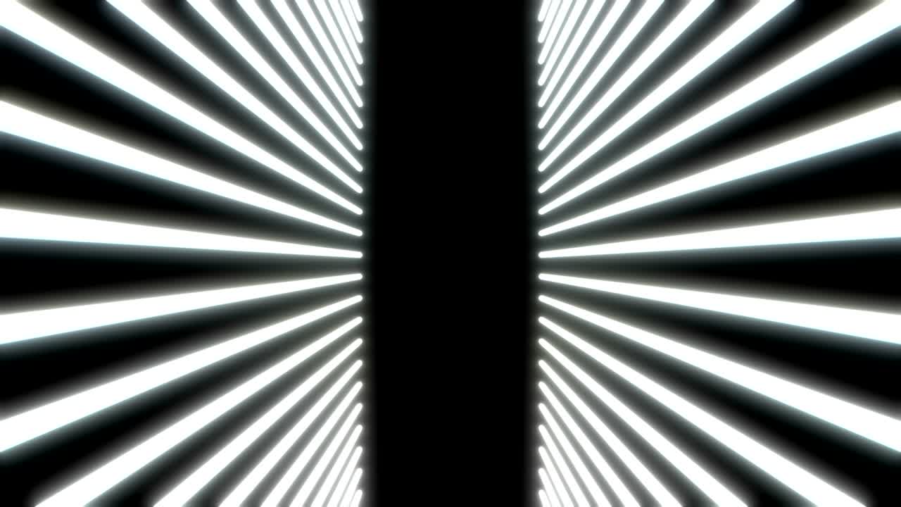 lignes laser lumineuses de lumière néon sur couleur noire. fond géométrique fluorescent abstrait coloré. rendu 3d futuriste loopable. animation de mode moderne pour la diffusion de conception, le spectacle, le club.