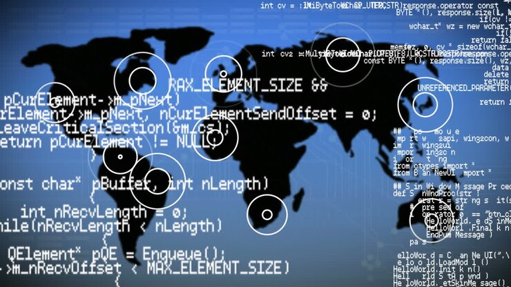 World map with blinking location indicators