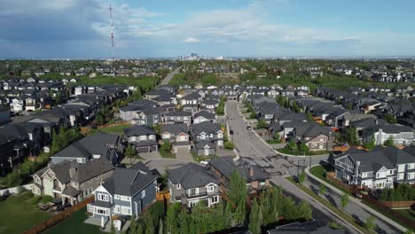 aerial view of residential homes in suburban, calgary, alberta.