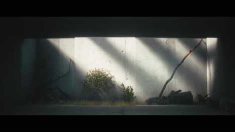 minimalist concrete garden interior