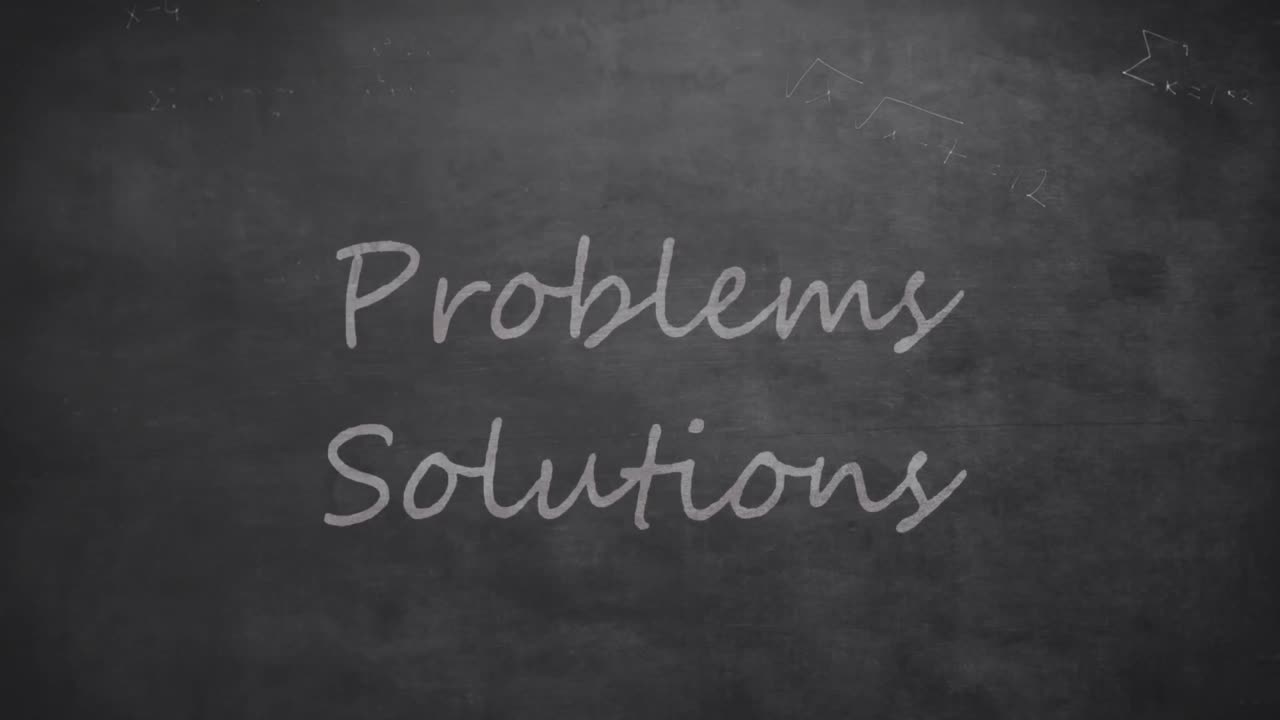 Animation of cancelled out problems text with solutions text and mathematical equations