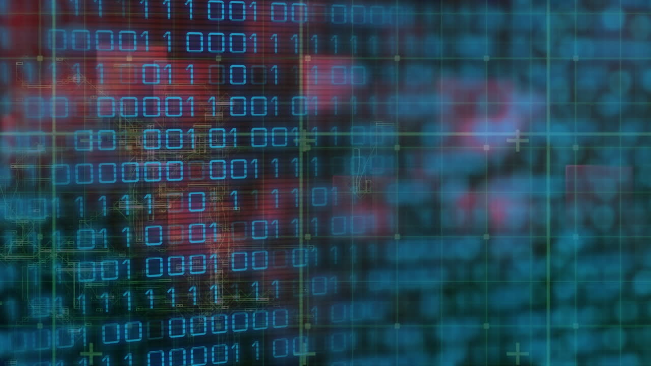 animación del procesamiento de datos sobre puntos brillantes sobre fondo negro