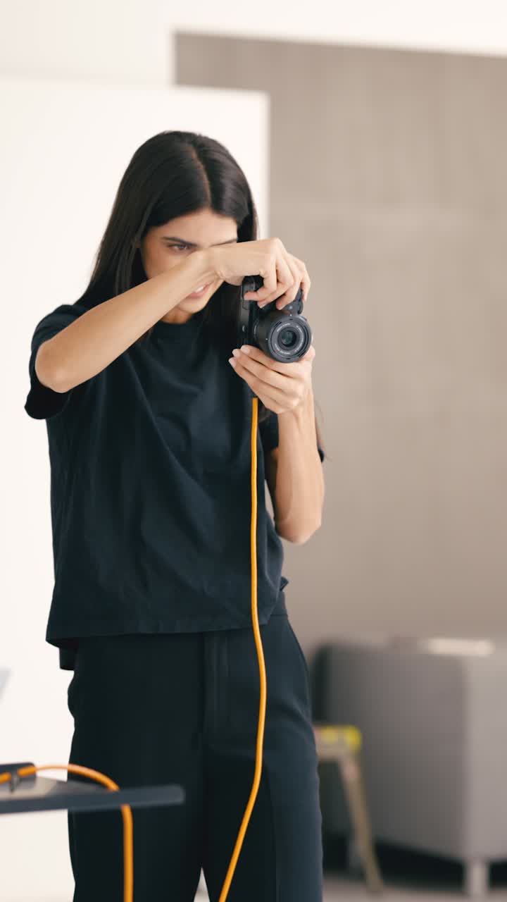 Woman taking pictures with a camera