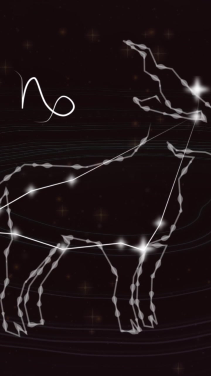 Animation of capricorn star sign with glowing stars