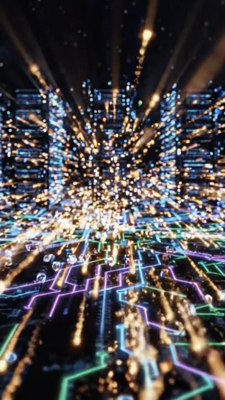 A Captivating Journey through a Digital Landscape: An Exploration of Circuitry Illuminated by Neon Lights and Transformative Data Flow
