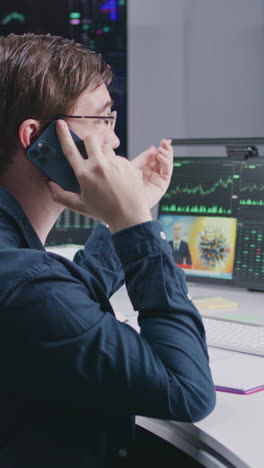 businessman on phone in a financial office