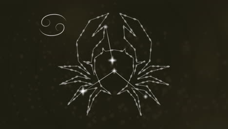animación del signo de la estrella del cáncer con estrellas brillantes