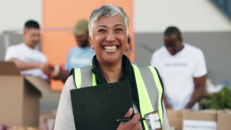 happy senior woman, management and ngo in charity