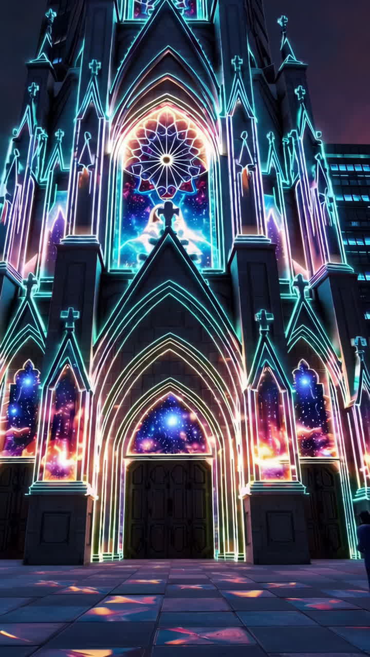 Illuminated Cathedral at Night