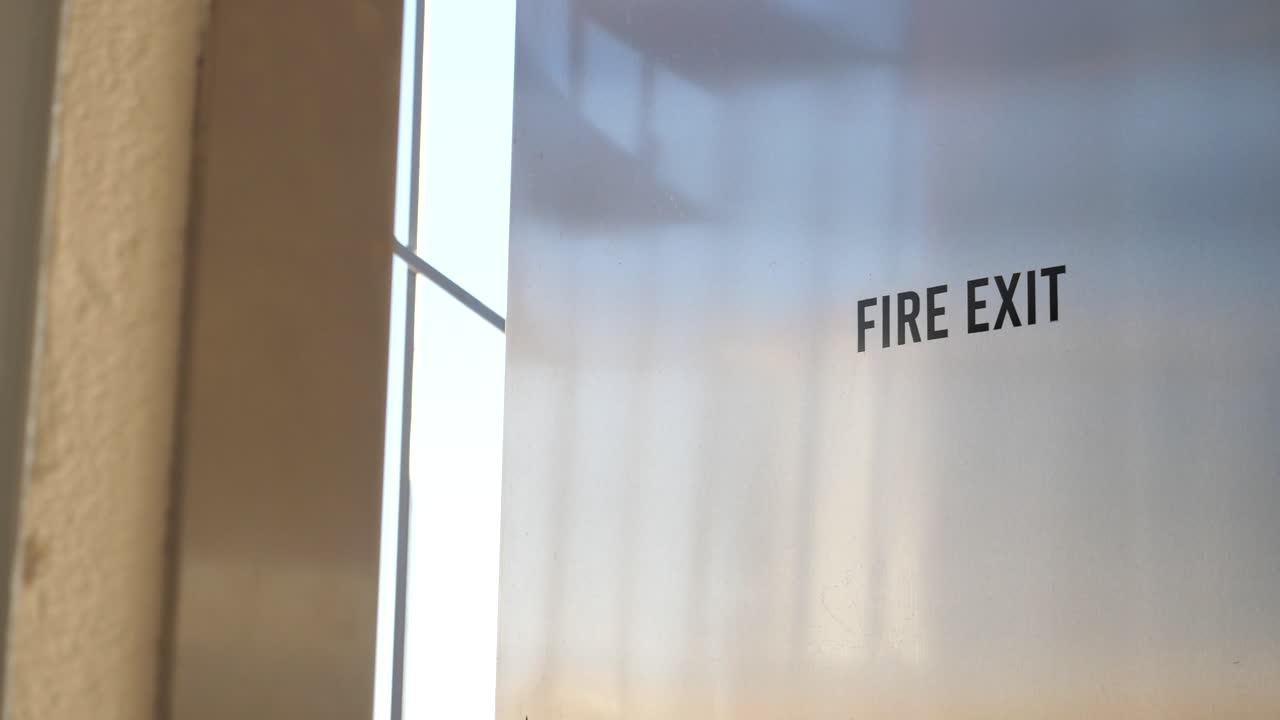 Fire Exit Sign on a Metal Door