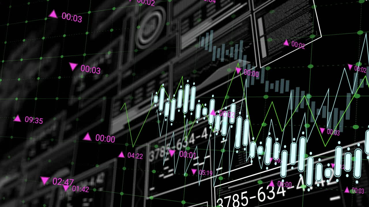 스크린에서 디지털 데이터 처리의 애니메이션