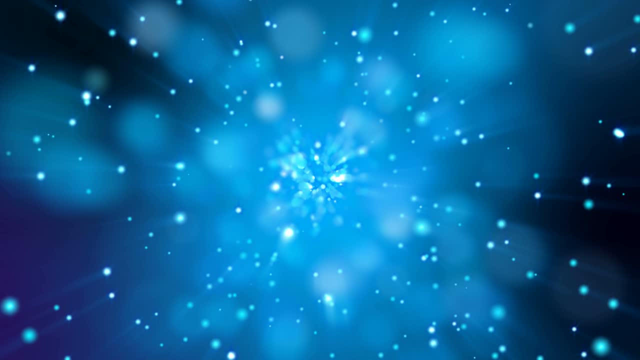 Blue glitter sparkles explosin. Abstract animation.