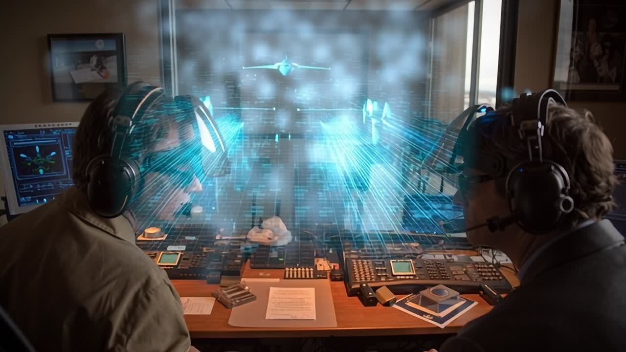 Operators monitoring advanced drone technology in a control room