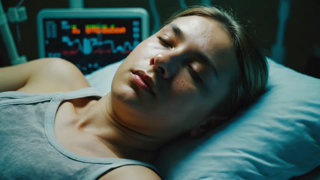 Patient resting in a hospital bed with vital signs monitored