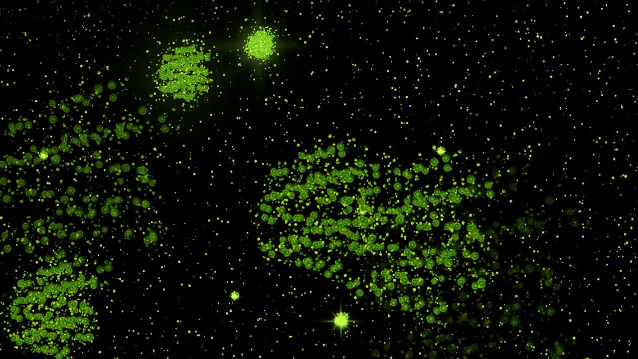 Fireworks from green balls. Realistic animation. Festive fireworks with loop seamless. Dynamic fireworks in 4K. Abstraction of seric fireworks in the night sky.