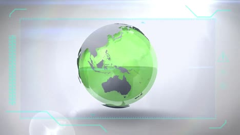 Animation-of-globe-and-digital-screen-over-white-background