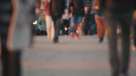 anonymous crowd of people walking  commuters london city street slow motion