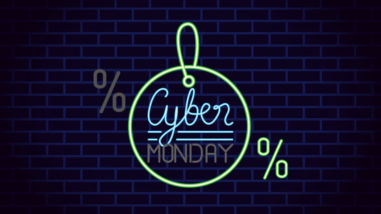 etiqueta de luz de neón de cyber lunes con etiqueta