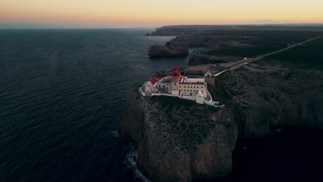 Cabo-de-Sao-Vicente-Lighthouse-And-Headland-In-Algarve,-Southern-Portugal