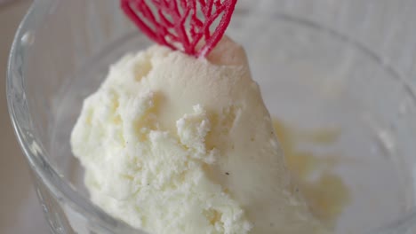 vanilla ice cream in glass bowl