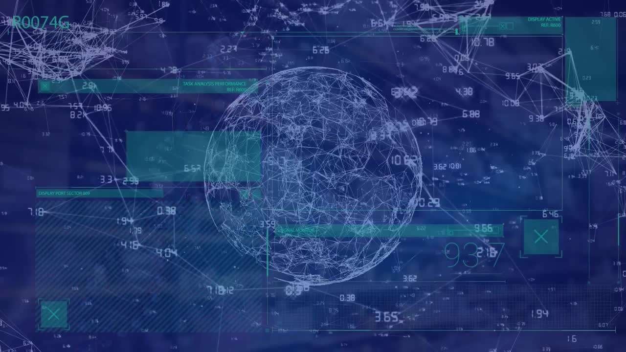 추상적인 배경에 대한 세계에 대한 원과 추상적인 패턴의 애니메이션