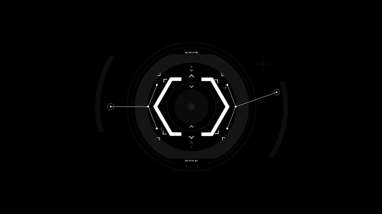 Target pointer and Futuristic user interface HUD GUI digital text number element for cyber technology concept with shallow depth of field dark and grain processed