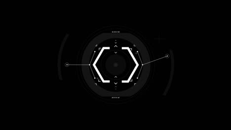 target pointer and futuristic user interface hud gui digital text number element for cyber technology concept with shallow depth of field dark and grain processed